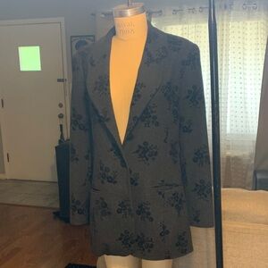 Vintage Black Floral Patterned Blazer